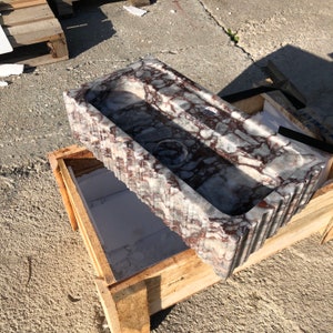 Lilac Marble Hand-Carved Sink - Custom Wall-Mount Vessel