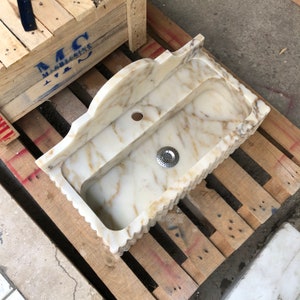 Calacatta Gold Marble Sink, Stone Sink, Hand Carved Sink, Marble Sink, Round Corner, Wall Sink, Special Order Sink, Sink Vanity