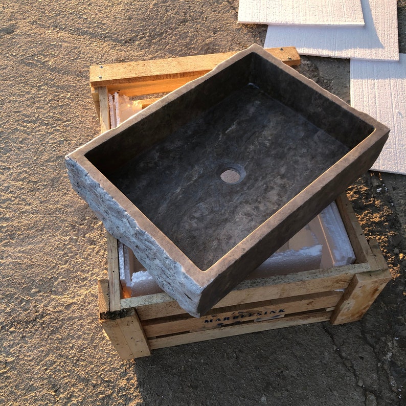 Travertine Sink - Rustic Design - 100% Natural Stone - Handcrafted - Custom Sink - Chiseled Sink - Rustic Sink - Bathroom Handmade Design