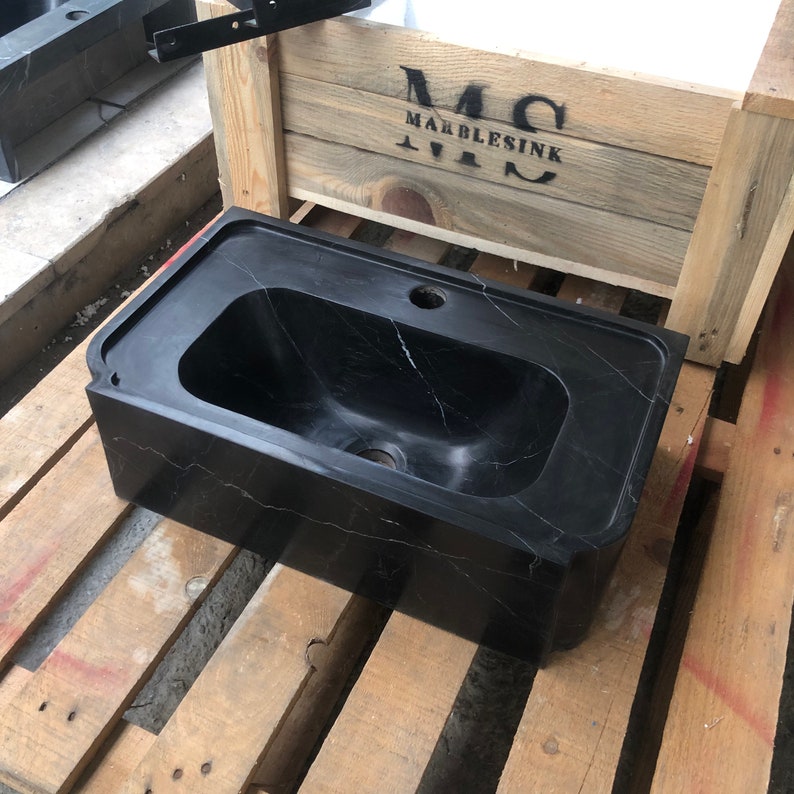 Black Marble Sink, Stone Sink, Hand Carved Sink, Marble Sink, Round Corner, Wall Sink, Special Order Sink, Sink Vanity
