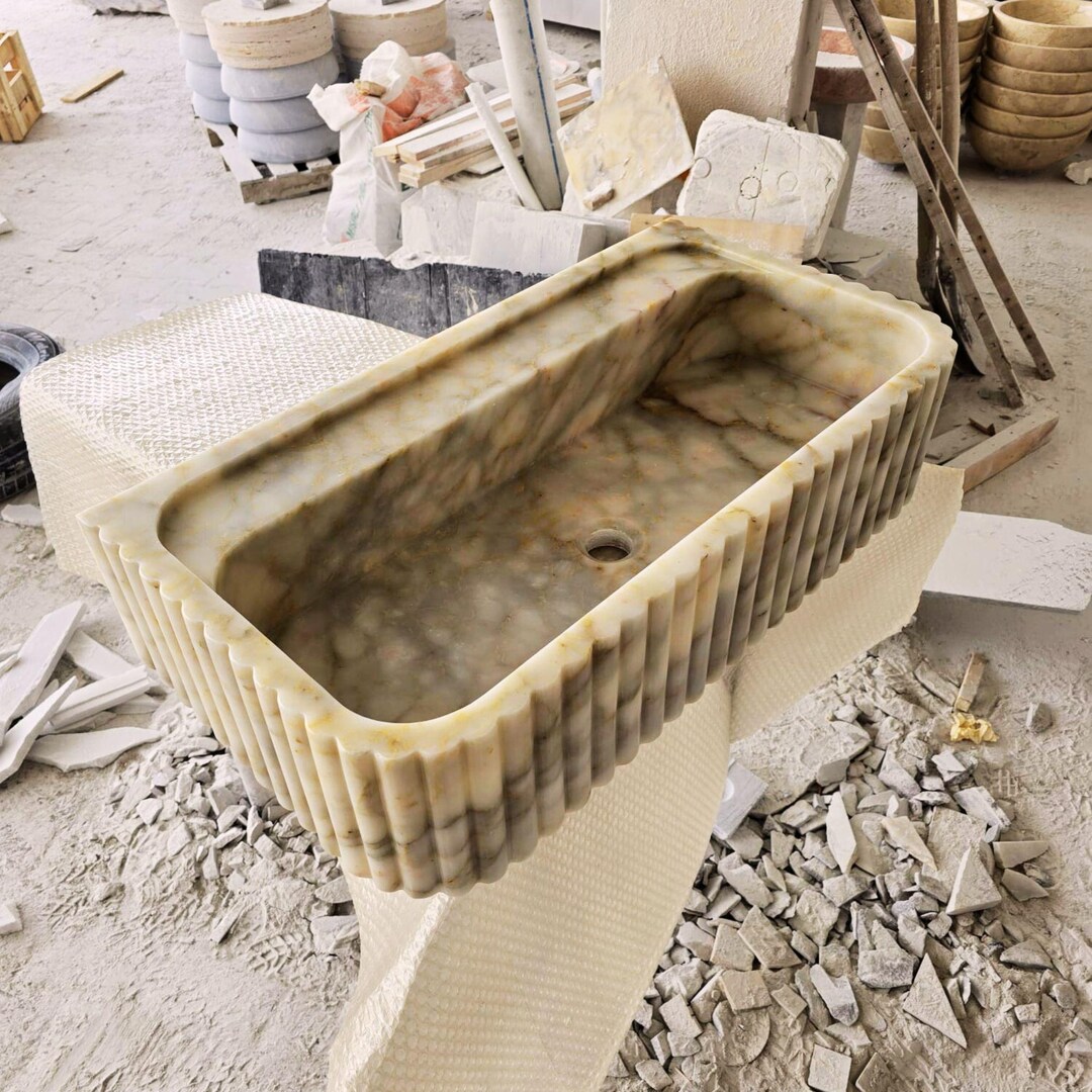 Handcarved Calacatta Viola Marble Sink: Custom Bathroom Vanity