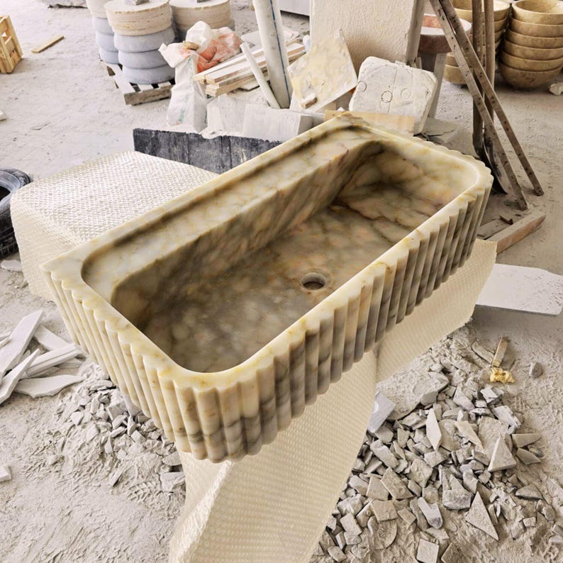 Custom Size Handcarved Calacatta Viola Marble Sink, Perfect for Bathroom Vanities or as a Vessel Sink, Luxurious Marble Sink Custom Vanity