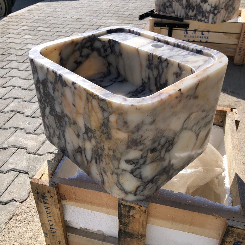 Calacatta Marble Sink, Sink For Bathroom, Marble calacatta vagli Sink, Luxury Sink , Wall Mount Sink , Natural Stone, Stone Bathroom Vanity