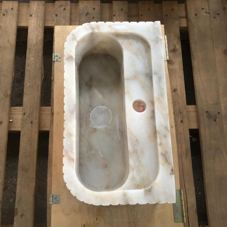 Ready-to-Ship Elegant Calacatta Marble Bathroom Sink – Wall-Mounted or Vanity Top