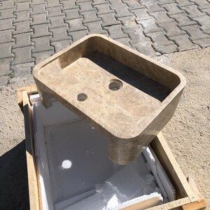 Elegant Bathroom Sink Wall Mount Marble Sink Marble Bathroom Sink Powder Room Sink Top Natural Stone Emperador Marble Sink Custom Vanity