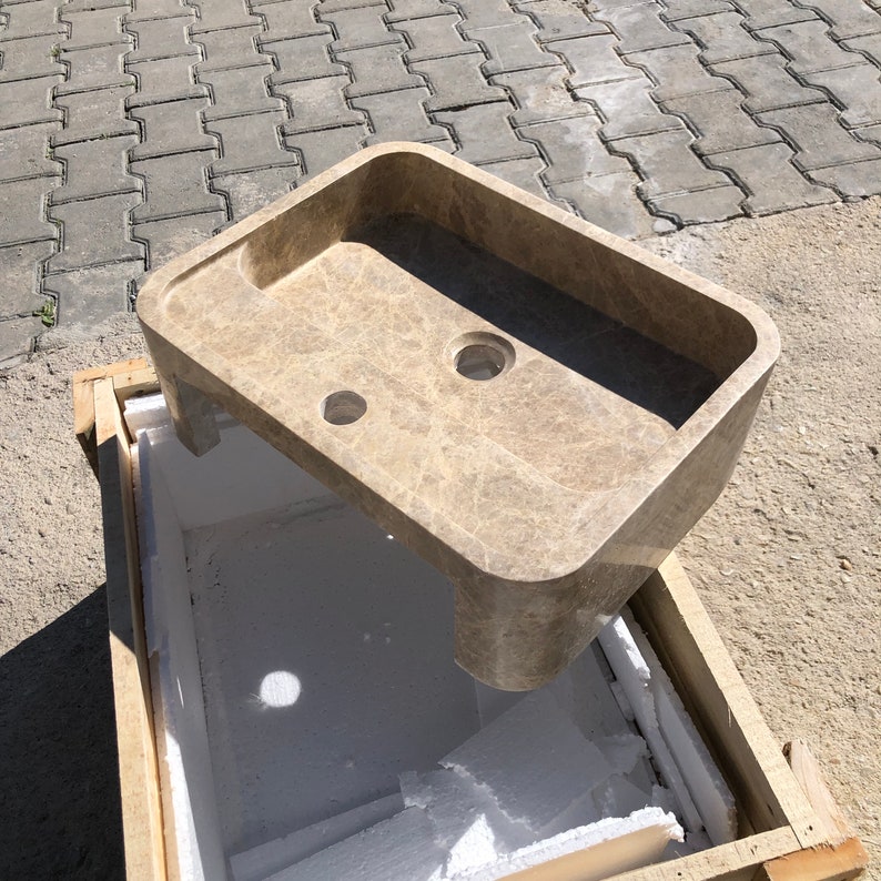 Elegant Bathroom Sink Wall Mount Marble Sink Marble Bathroom Sink Powder Room Sink Top Natural Stone Emperador Marble Sink Custom Vanity