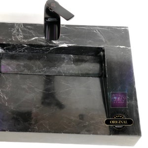 Nero marguina Marble for Bathroom Sink Black Marble Sink Wall Mount Marble Sink  Custom Vanity Top Custom Marble Sink Powder Room Sink