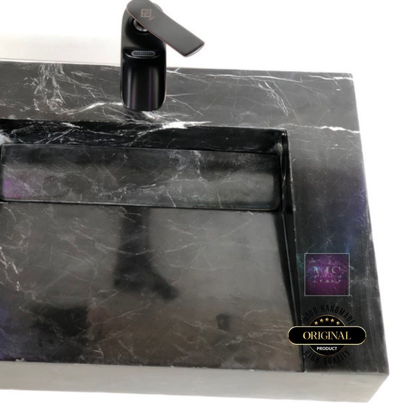 Nero marguina Marble for Bathroom Sink Black Marble Sink Wall Mount Marble Sink  Custom Vanity Top Custom Marble Sink Powder Room Sink