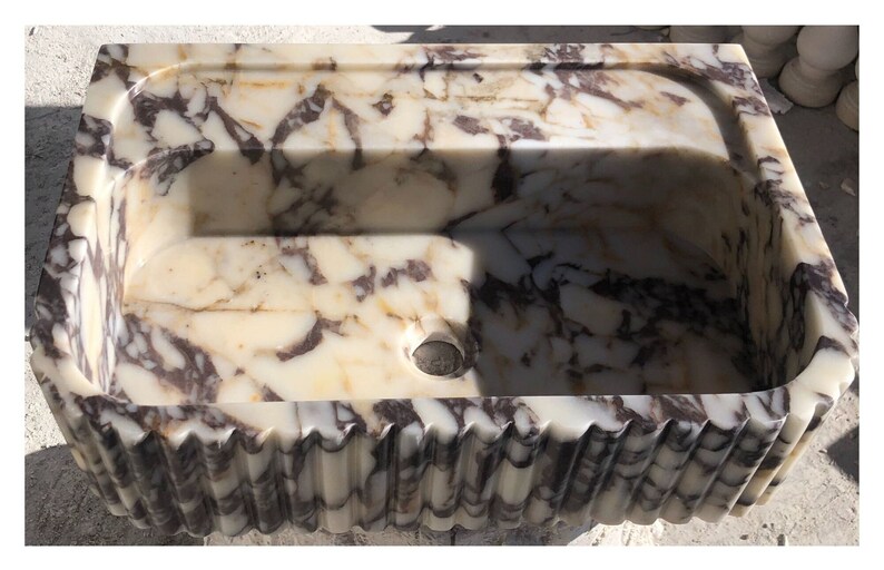 Calacatta Viola Marble Sink, Stone Sink, Hand Carved Sink, Marble Sink, Round Corner, Wall Sink, Special Order Sink, Sink Vanity
