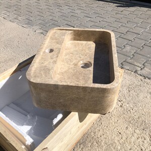 Elegant Bathroom Sink Wall Mount Marble Sink Marble Bathroom Sink Powder Room Sink Top Natural Stone Emperador Marble Sink Custom Vanity