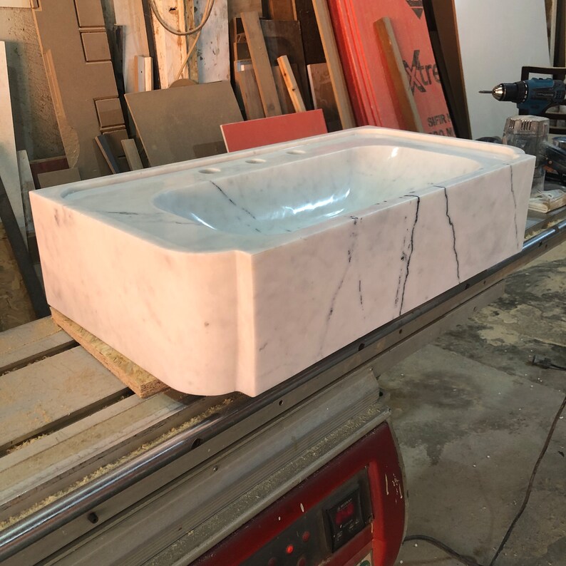 carrara marble sink,
wall mount sink,
floating vanity,
3 hole marble sink,
custom marble basin,
white stone sink,
modern bathroom sink,
handmade wall sink,
european marble sink,
natural stone vanity,
luxury wall basin,
minimalist sink,
artisan marble sink