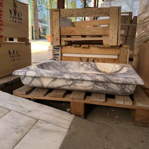 Calacatta Viola Marble Sink, Floating Sink, Marble Sink Vanity, Powder Room Sink, Wall Mounted Sink, Sink Top, Sink for Bathroom, Marble