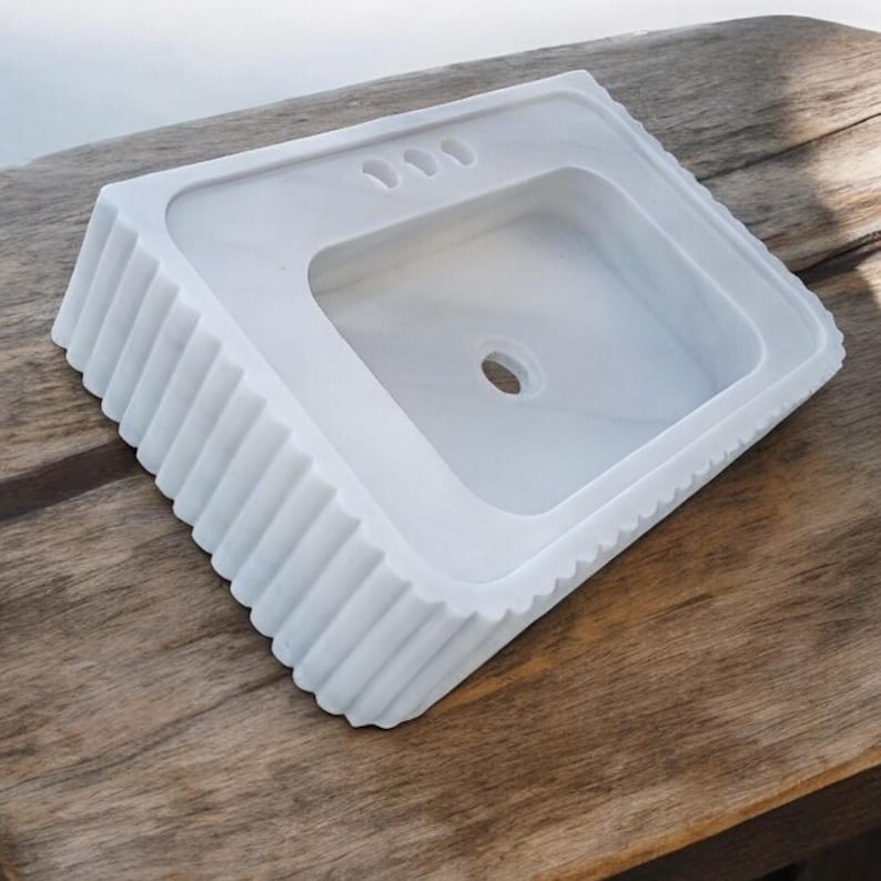 Elegant Bathroom Sink Wall Mount Marble Sink Marble Bathroom Sink Powder Room Sink Top Natural Stone Carrara Marble Sink Custom Vanity