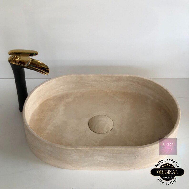 Travertine Bathroom Sink Custom Vanity Top Custom Marble Sink Wall Mount Marble Sink Bathroom Sink Powder Room Sink, Marble vanity sink
