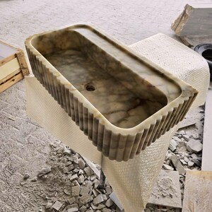 Custom Size Handcarved Calacatta Viola Marble Sink, Perfect for Bathroom Vanities or as a Vessel Sink, Luxurious Marble Sink Custom Vanity