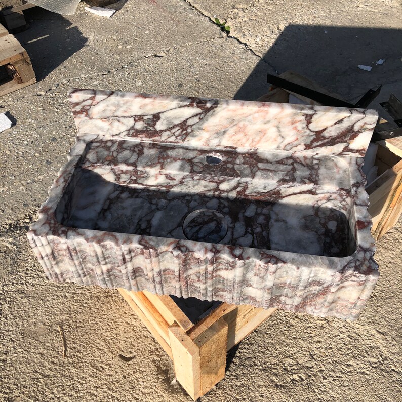 Calacatta Viola Marble Sink, Custom Order Sink, Powder Room Sink, Wall Mount Sink, Custom order Bathroom Vanity