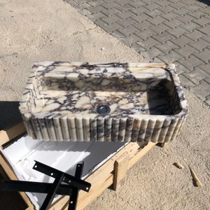 Calacatta Viola Marble Sink, Stone Sink, Hand Carved Sink, Marble Sink, Round Corner, Wall Sink, Special Order Sink, Handmade Sink Vanity