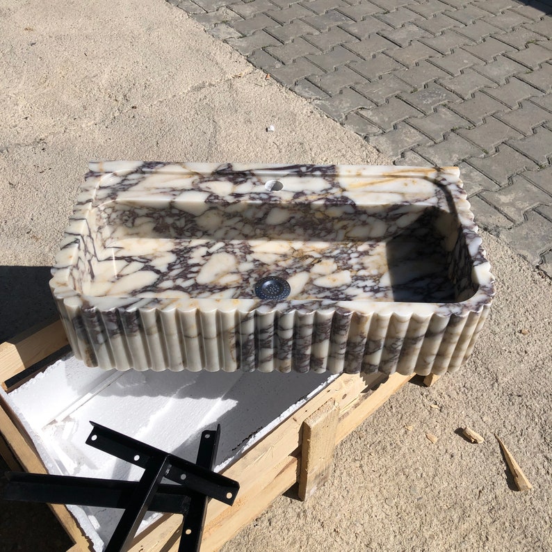 Calacatta Viola Marble Sink, Stone Sink, Hand Carved Sink, Marble Sink, Round Corner, Wall Sink, Special Order Sink, Handmade Sink Vanity
