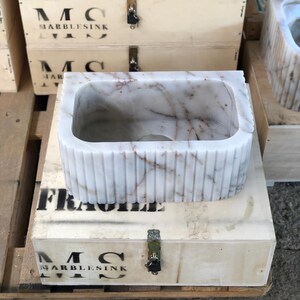 Elegant Bathroom Sink Wall Mount Marble Sink Marble Bathroom Sink Powder Room Sink Top Natural Stone Calacatta Marble Sink Custom Vanity