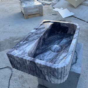 Elegant Bathroom Sink Wall Mount Marble Sink Marble Bathroom Sink Powder Room Sink Top Natural Stone Carrara Marble Sink Custom Vanity