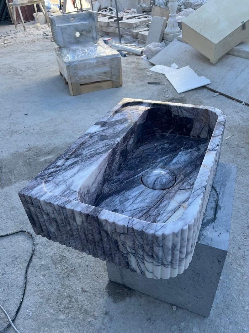 Elegant Bathroom Sink Wall Mount Marble Sink Marble Bathroom Sink Powder Room Sink Top Natural Stone Carrara Marble Sink Custom Vanity