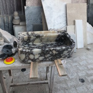 Calacatta Viola Marble Sink, Stone Sink, Hand Carved Sink, Marble Sink, Round Corner, Wall Sink, Special Order Sink, Sink Vanity