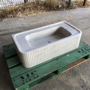 Elegant Bathroom Sink Wall Mount Marble Sink Marble Bathroom Sink Powder Room Sink Top Natural Stone Carrara Marble Sink Custom Vanity