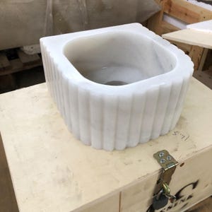 Small Bathroom Sink, Carrara White Marble Sink, Farmhouse Sink, Vanity Sink, Perfect for Small Spaces, Tiny Bathroom or Kitchen Vanity