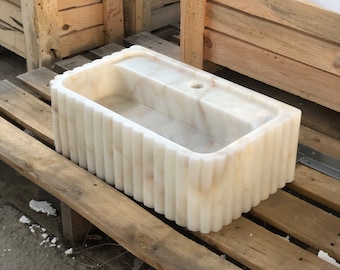 Handcrafted Calacatta Viola Marble Sink: Wall Mount Vanity by MarbleSinkCo