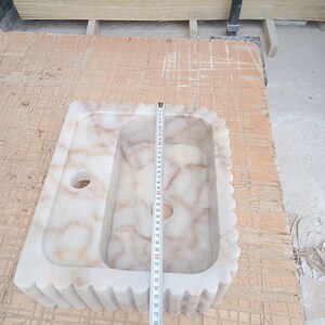 Elegant Bathroom Sink Wall Mount Marble Sink Marble Bathroom Sink Powder Room Sink Top Natural Stone Calacatta Marble Sink Custom Vanity