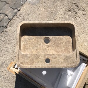 Elegant Bathroom Sink Wall Mount Marble Sink Marble Bathroom Sink Powder Room Sink Top Natural Stone Emperador Marble Sink Custom Vanity