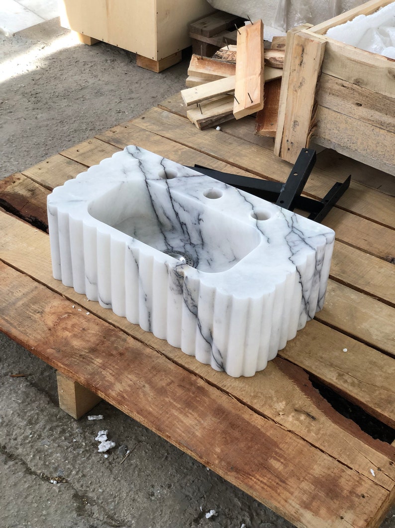 Stone Vessel Sinks, L45cmxW25cmx16 cm Sized，Stone Sinks, Stone Sinks, Bathroom Sinks, Natural Sinks, Carrara Marble Sinks, Vanity Washbasins