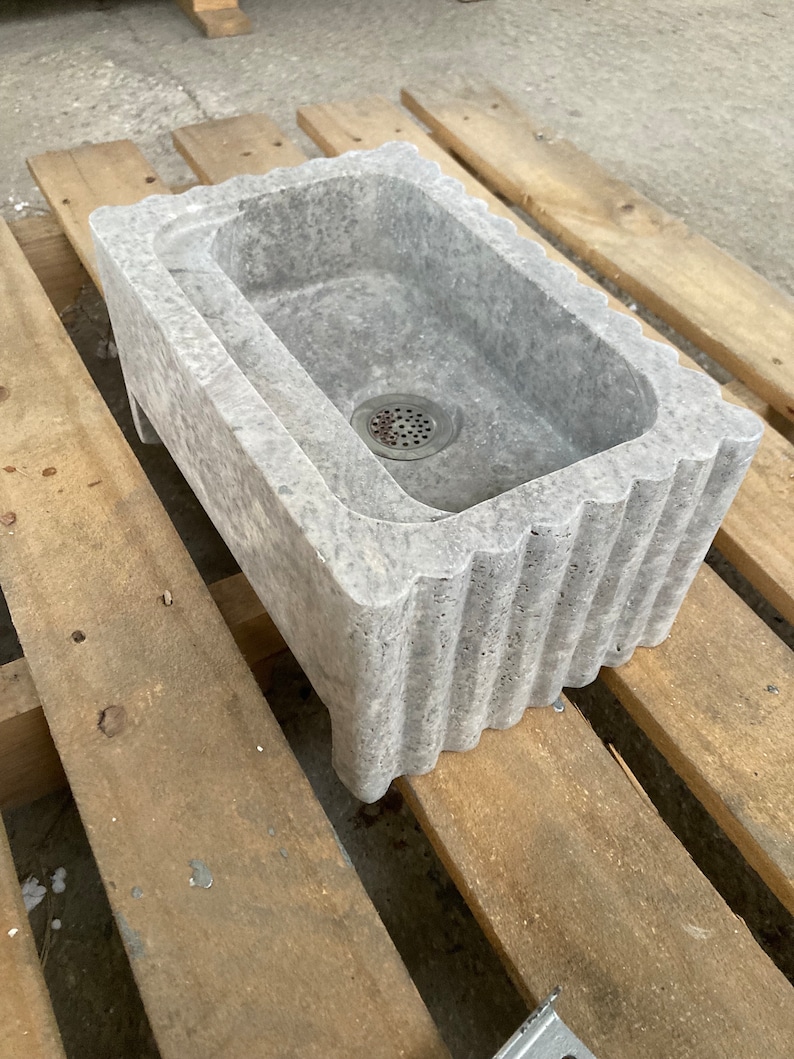 Travertin Bathroom Sink Wall Mount Marble Sink Marble Bathroom Sink Powder Room Sink Natural Stone Sink Silver Travertine Sink Custom Vanity