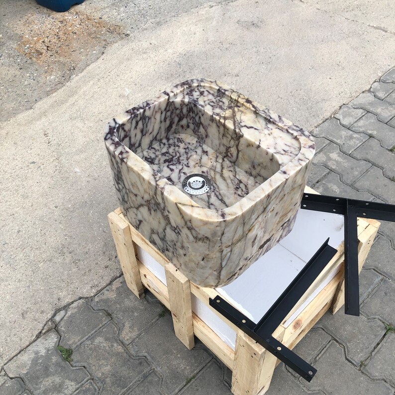 Marble Vessel Sink, Handmade, Marble Sink, Stone Sink, Rectangle Design with or without Faucet Hole, Sleek and Modern Washbasin for Bathroom