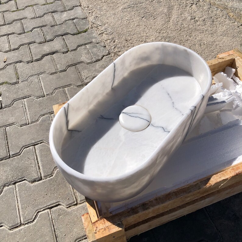 Elegant Bathroom Sink Wall Mount Marble Sink Marble Bathroom Sink Powder Room Sink Top Natural Stone Carrara Marble Sink Custom Vanity