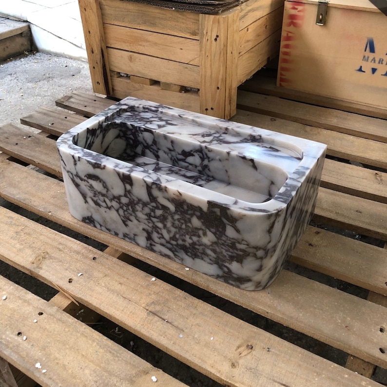 Calacatta Bathroom Sink Wall Mount Marble Sink Marble Bathroom Sink Powder Room Sink Top Natural Stone Calacatta Marble Sink Custom Vanity
