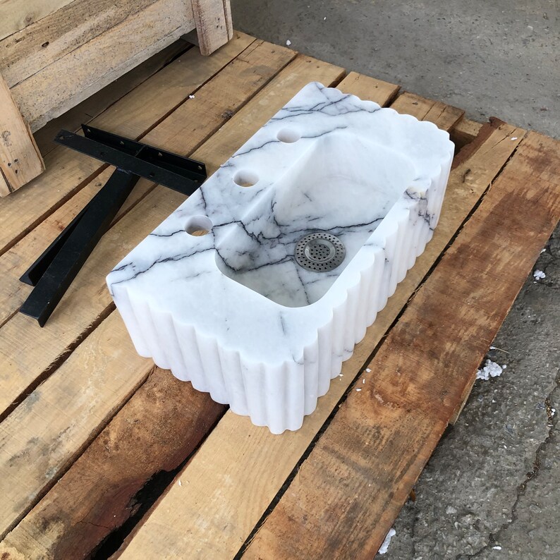 Stone Vessel Sinks, L45cmxW25cmx16 cm Sized，Stone Sinks, Stone Sinks, Bathroom Sinks, Natural Sinks, Carrara Marble Sinks, Vanity Washbasins