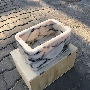 Calacatta Viola Marble Sink, Custom Order Marble Sink, Marble Washbasin, Powder Room sink, Hand Carved Sink, Wall Mounted Sink