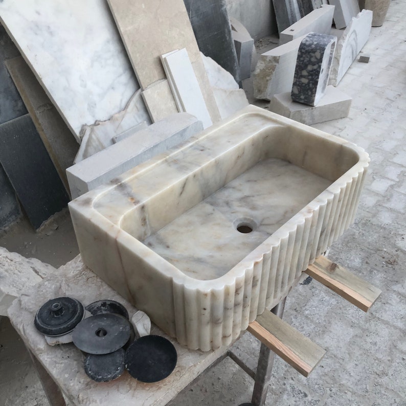 Calacatta Viola Marble Sink, Stone Sink, Hand Carved Sink, Marble Sink, Round Corner, Wall Sink, Special Order Sink, Sink Vanity