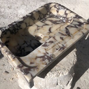 Calacatta Viola Marble Sink, Stone Sink, Hand Carved Sink, Marble Sink, Round Corner, Wall Sink, Special Order Sink, Sink Vanity