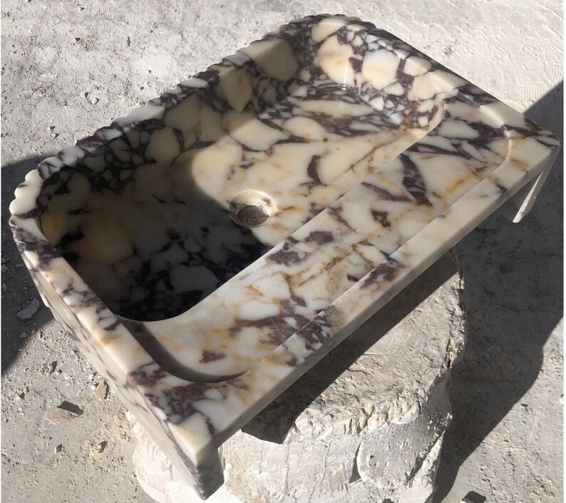Calacatta Viola Marble Sink, Stone Sink, Hand Carved Sink, Marble Sink, Round Corner, Wall Sink, Special Order Sink, Sink Vanity