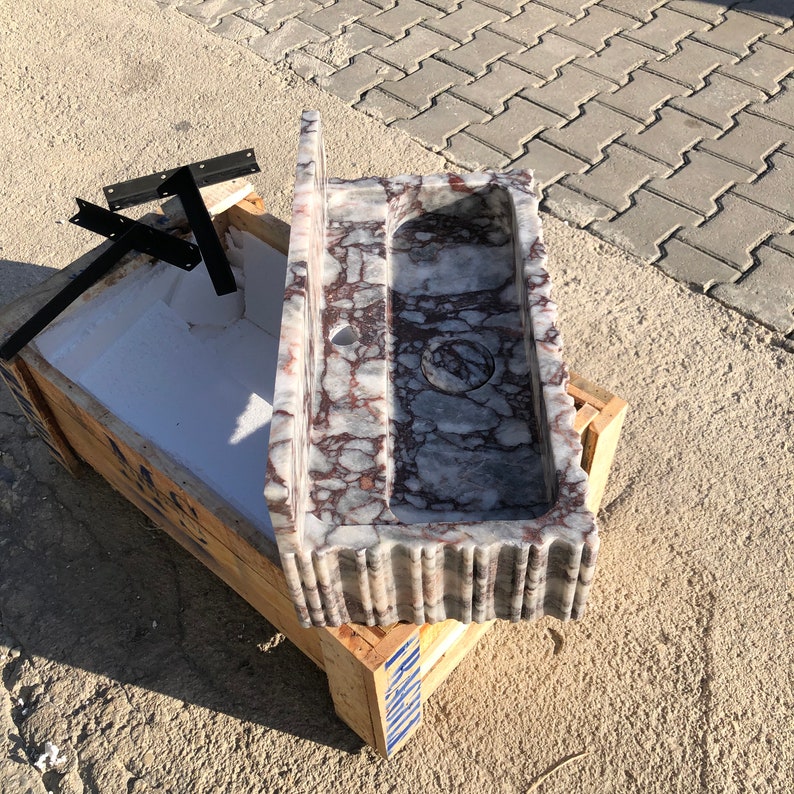 Calacatta Viola Marble Sink, Custom Order Sink, Powder Room Sink, Wall Mount Sink, Custom order Bathroom Vanity