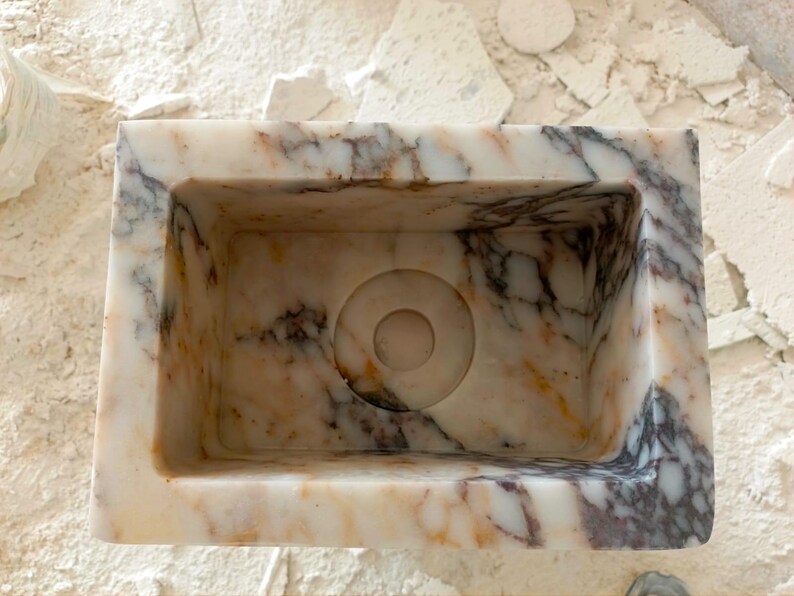 Elegant Calacatta Marble Sink, Wall-Mounted or Countertop, Custom Bathroom Vanity, Luxury Powder Room Sink, Real Natural Stone Sink
