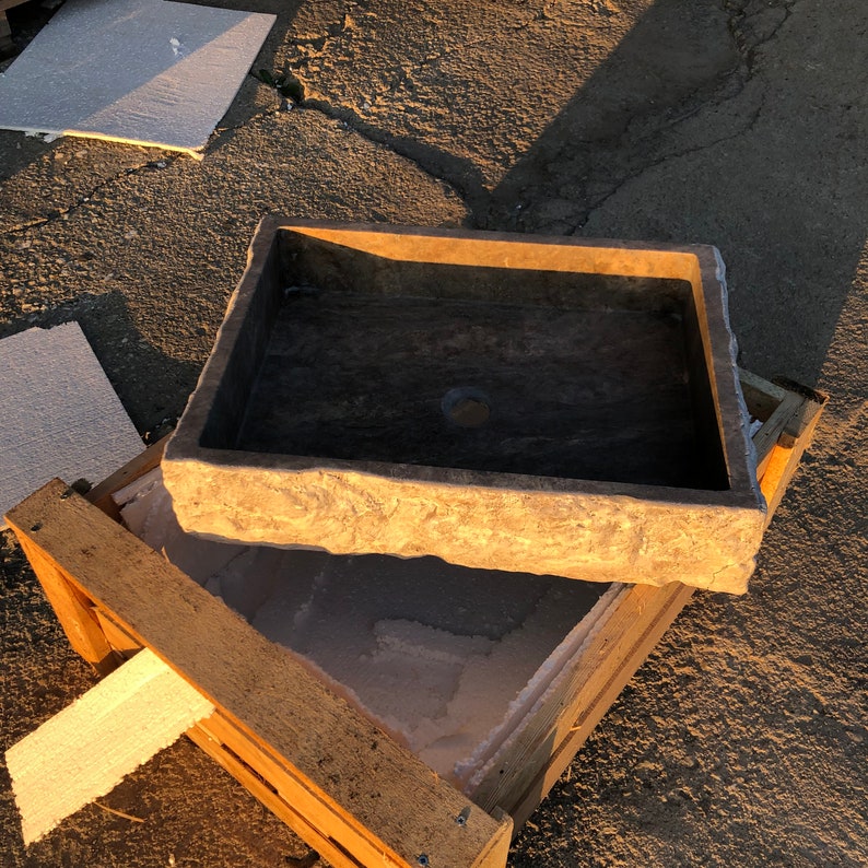 Travertine Sink - Rustic Design - 100% Natural Stone - Handcrafted - Custom Sink - Chiseled Sink - Rustic Sink - Bathroom Handmade Design