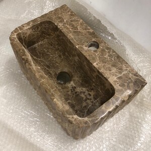 Customizable Emperador Dark Marble Sink - Reed Pattern, Bespoke Design, Luxury Bathroom Vanity