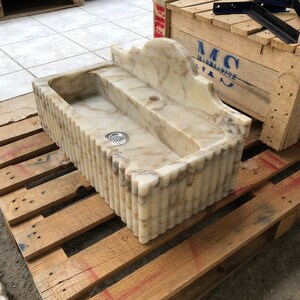 Calacatta Gold Marble Sink, Stone Sink, Hand Carved Sink, Marble Sink, Round Corner, Wall Sink, Special Order Sink, Sink Vanity