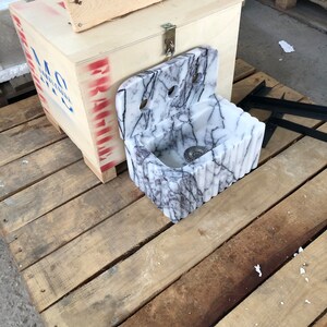 lilac marble sink, small marble sink, marble sink with backsplash, bathroom vanity sink, powder room sink, lilac stone basin, handmade marble sink, modern bathroom sink, luxury marble sink, custom marble sink, wall mounted marble sink, three hole marble sink, natural stone sink