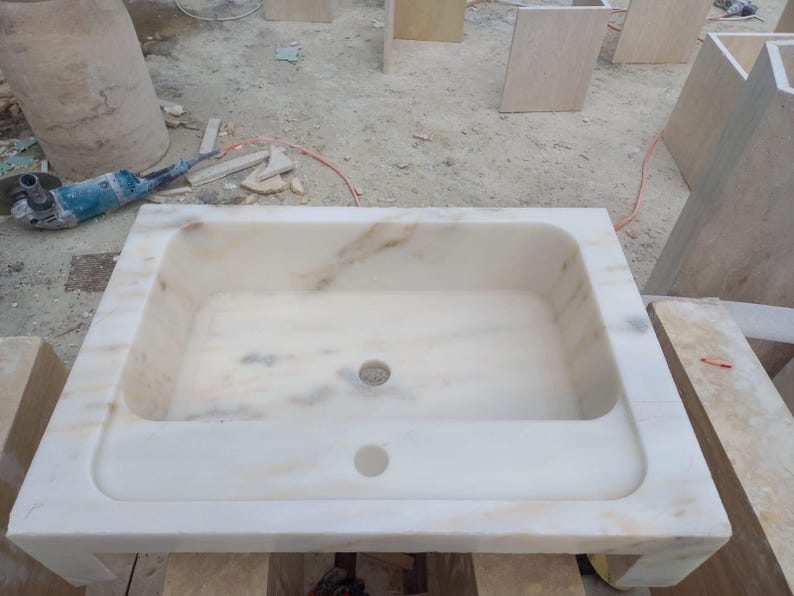 Elegant Bathroom Sink Wall Mount Marble Sink Marble Bathroom Sink Powder Room Sink Top Special Size Sink Calacatta Marble Sink Custom Vanity