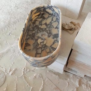 Custom Calacatta Viola Single Vanity Sink in White Marble for Powder Rooms