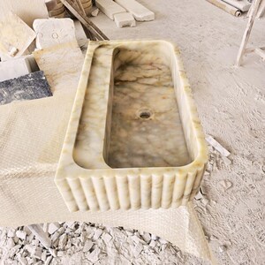 Custom Size Handcarved Calacatta Viola Marble Sink, Perfect for Bathroom Vanities or as a Vessel Sink, Luxurious Marble Sink Custom Vanity